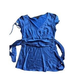 Y2K babydoll top Print 95% Silk V Neck Womens medium 2000s grunge vintage